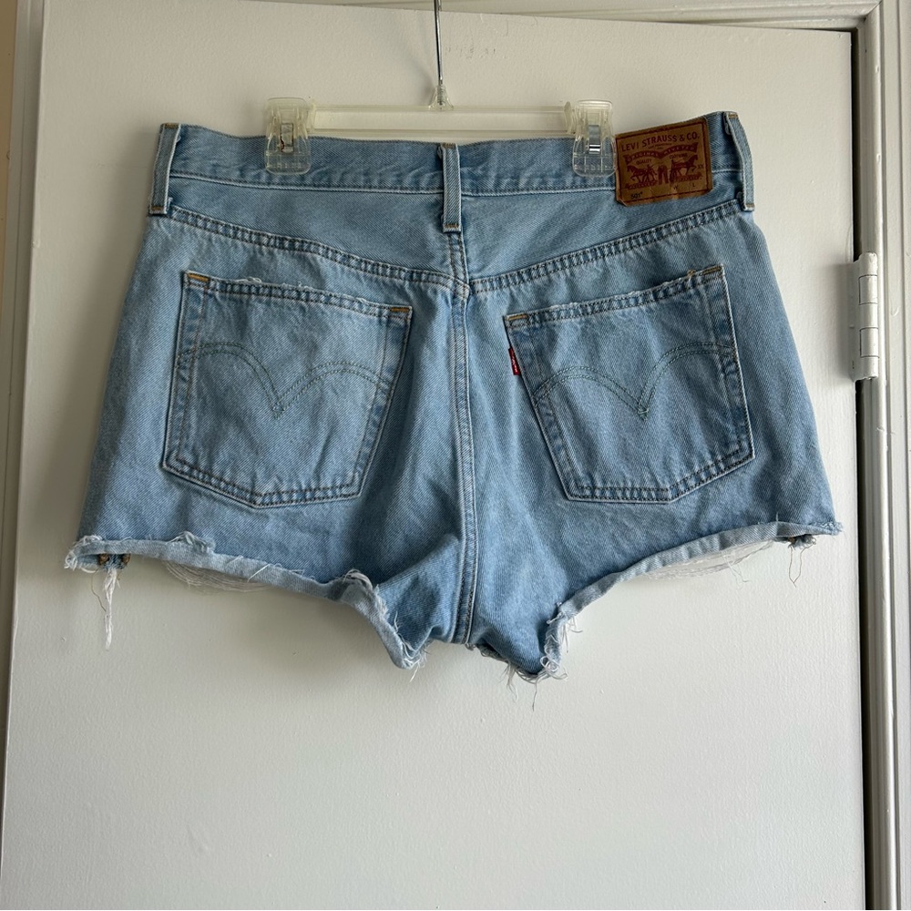 Levi's 501 Women's Denim Shorts - Light Blue - Button Fly - Distressed